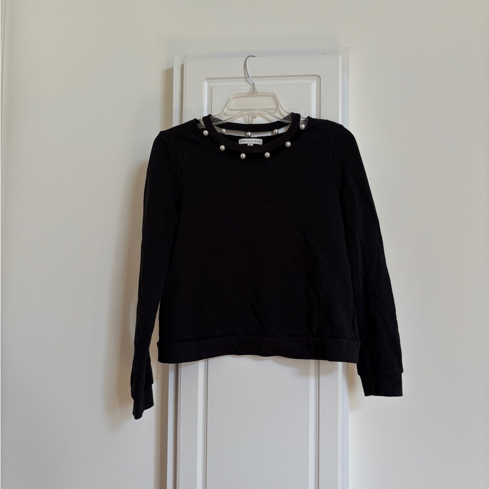 Rebecca Minkoff Black Sweater with Pearl Accents